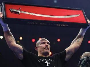 Usyk raised the historic Mazepa saber after his victory over Fury.