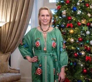 U.S. Ambassador Brink, in an embroidered dress, delivered a special festive greeting to the people of Ukraine.